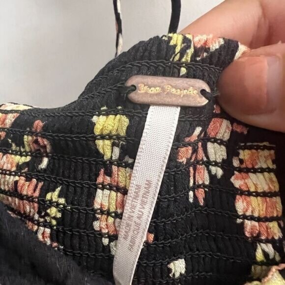 Free People Hilary Printed Top Black - Picture 4 of 9